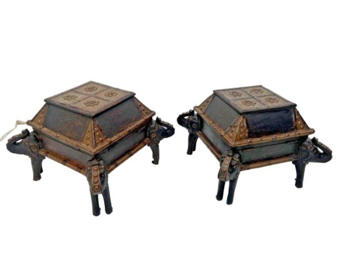 mid century low tables elephant legs trunk style storage hand crafted set of 2 8727