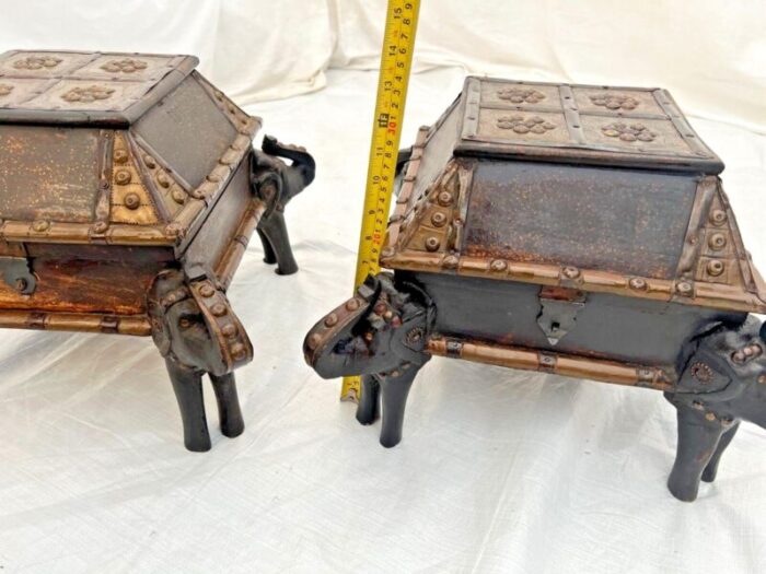 mid century low tables elephant legs trunk style storage hand crafted set of 2 8915