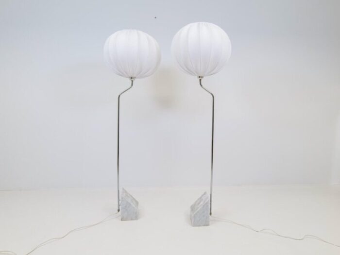 mid century marble steel floor lamps from bergboms 1970s sweden set of 2 4