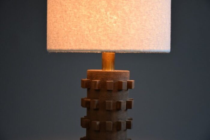 mid century modern brown and gold plated ceramic table lamp 4