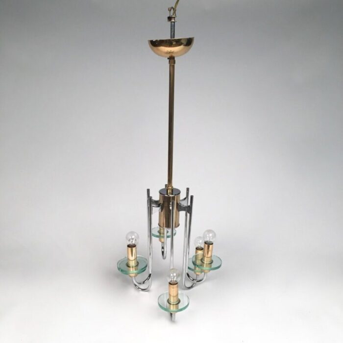 mid century modern chrome glass brass chandelier by gaetano sciolari 3