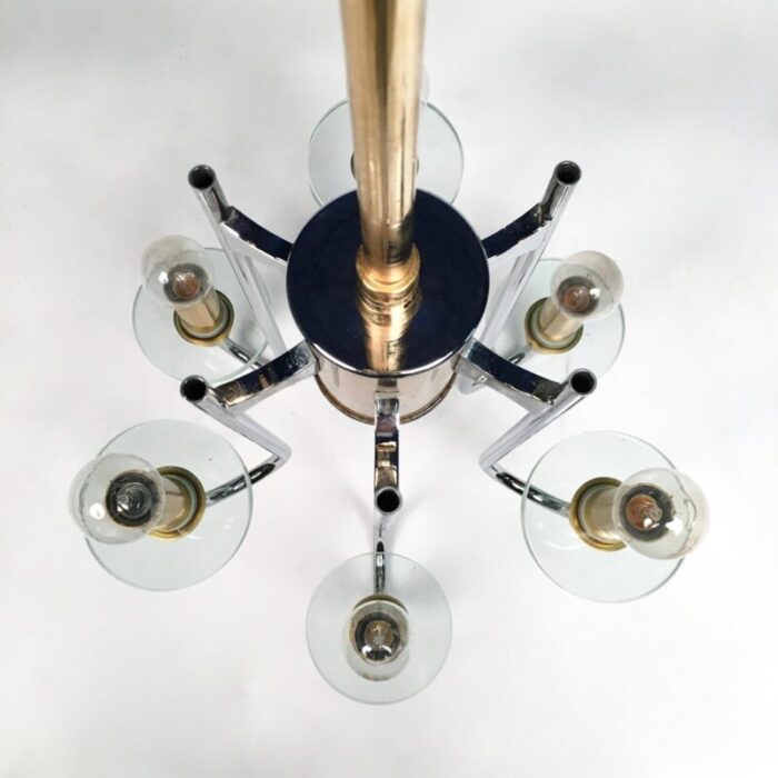 mid century modern chrome glass brass chandelier by gaetano sciolari 7