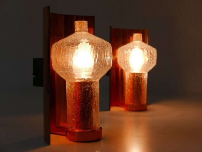 mid century modern copper glass sconces by kaiser leuchten 1960s set of 2 10