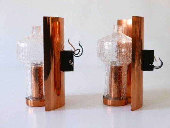 mid century modern copper glass sconces by kaiser leuchten 1960s set of 2 16