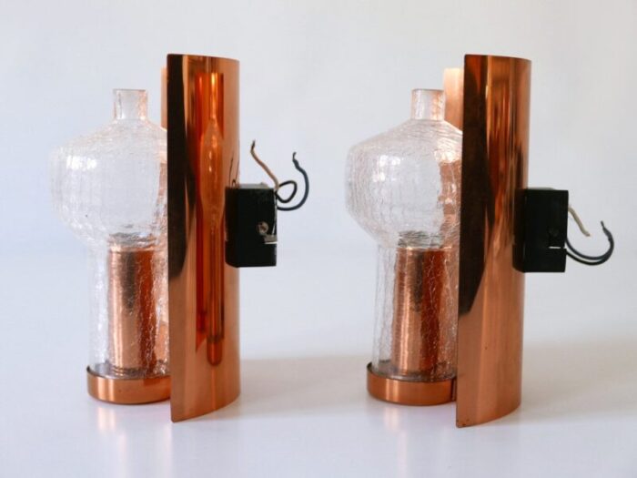 mid century modern copper glass sconces by kaiser leuchten 1960s set of 2 17