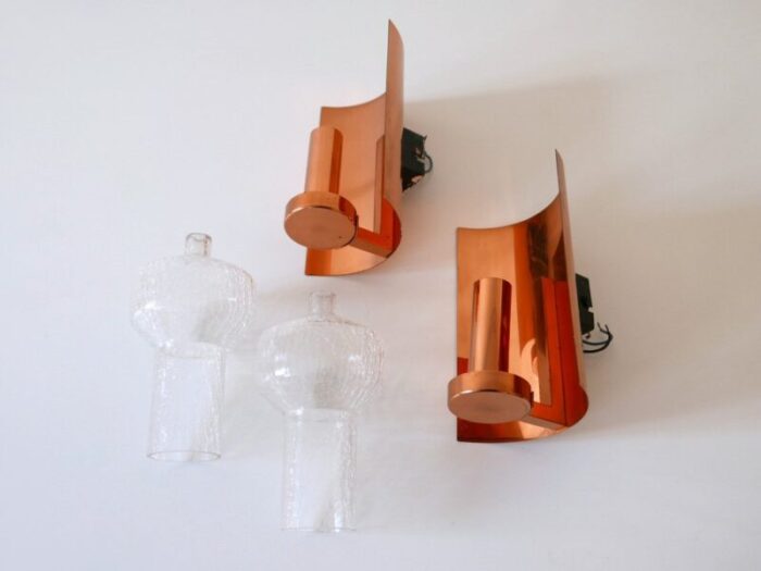 mid century modern copper glass sconces by kaiser leuchten 1960s set of 2 19