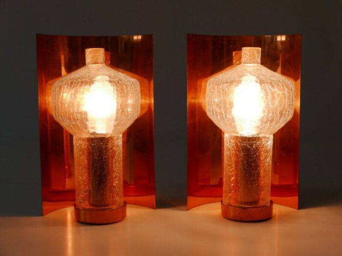 mid century modern copper glass sconces by kaiser leuchten 1960s set of 2 2