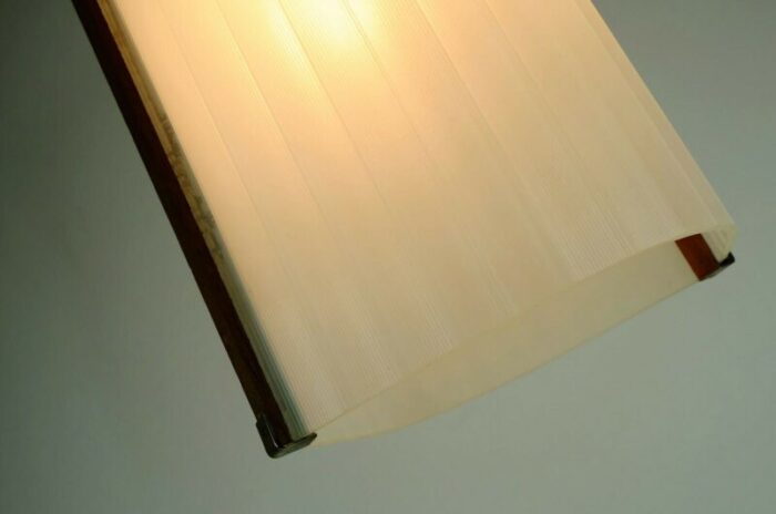 mid century modern danish modern teak opal glass brass hanging lamp 4