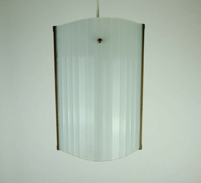 mid century modern danish modern teak opal glass brass hanging lamp 5