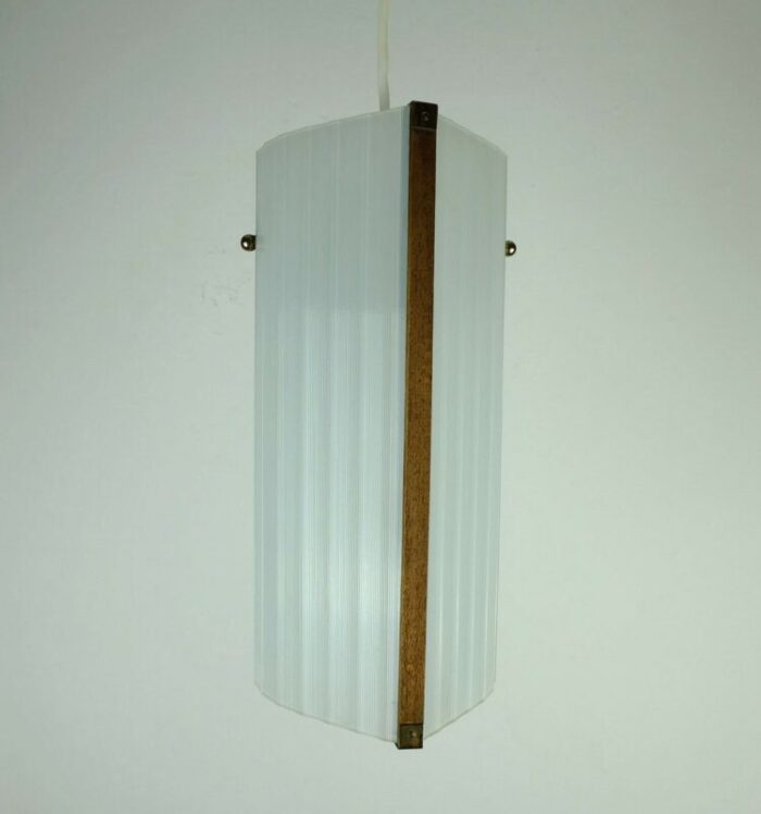 mid century modern danish modern teak opal glass brass hanging lamp 8