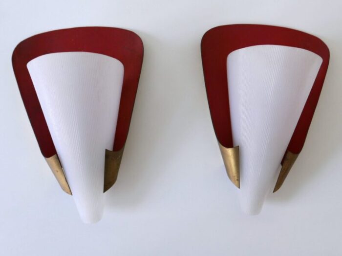 mid century modern german brass acrylic glass sconces 1960s set of 2 1