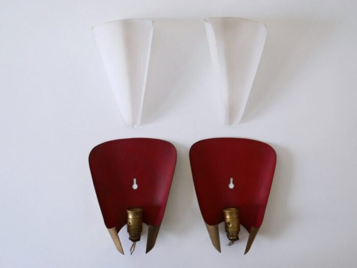 mid century modern german brass acrylic glass sconces 1960s set of 2 19