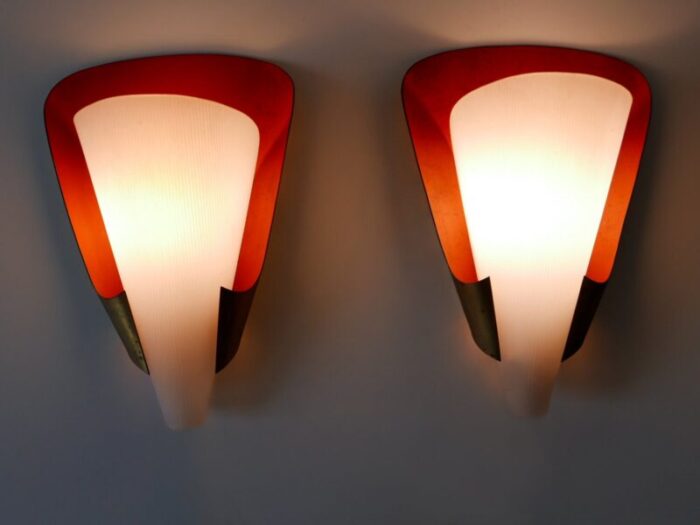 mid century modern german brass acrylic glass sconces 1960s set of 2 2