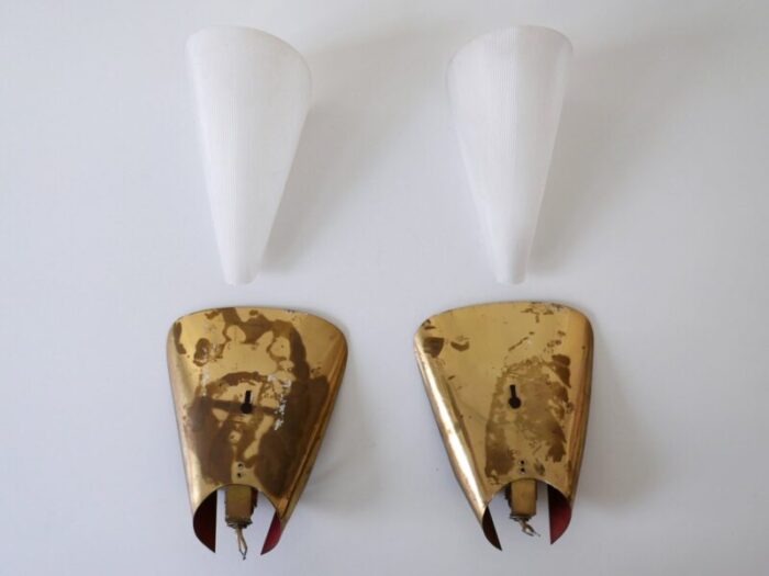 mid century modern german brass acrylic glass sconces 1960s set of 2 20