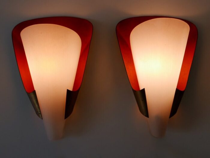 mid century modern german brass acrylic glass sconces 1960s set of 2 4