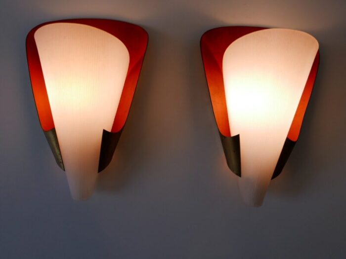 mid century modern german brass acrylic glass sconces 1960s set of 2 5