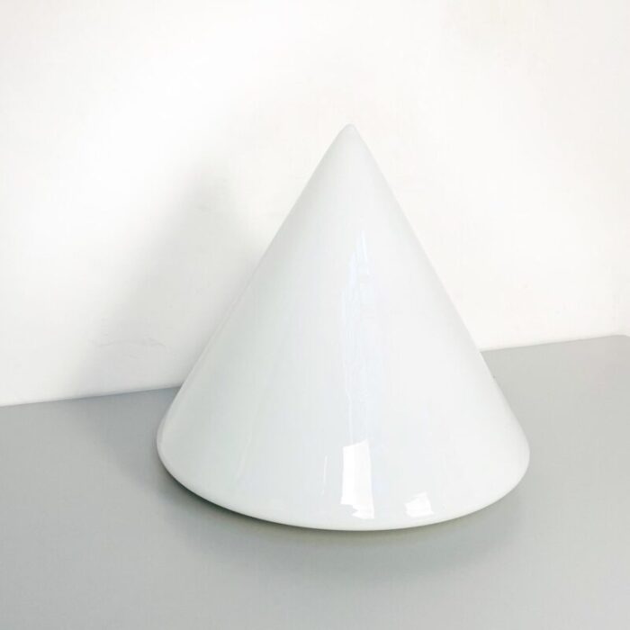 mid century modern italian conical table lamp with double opal glass 1970s 11