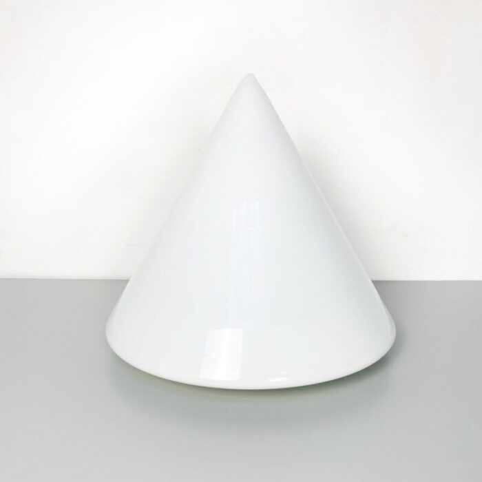 mid century modern italian conical table lamp with double opal glass 1970s 4