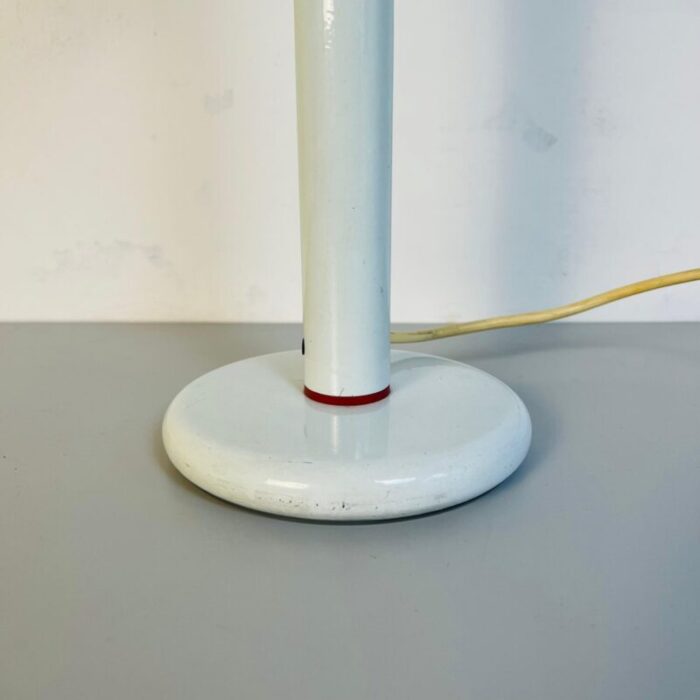 mid century modern italian metal table lamp in white and red details 1970s 7