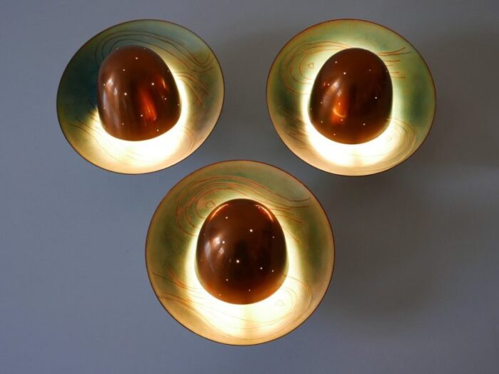 mid century modern scandinavian copper sconces 1960s set of 3 11