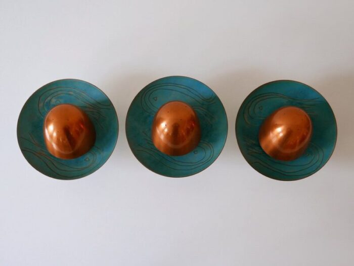 mid century modern scandinavian copper sconces 1960s set of 3 12