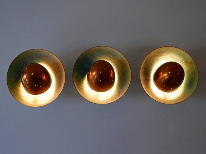 mid century modern scandinavian copper sconces 1960s set of 3 16