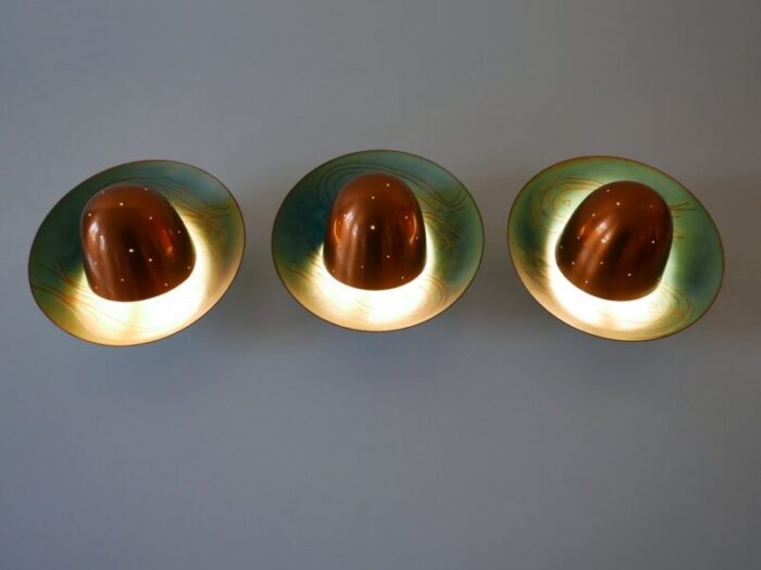 mid century modern scandinavian copper sconces 1960s set of 3 18