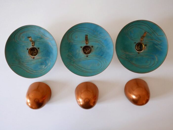 mid century modern scandinavian copper sconces 1960s set of 3 19