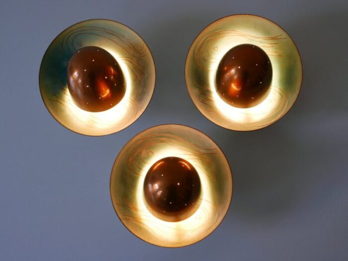 mid century modern scandinavian copper sconces 1960s set of 3 3