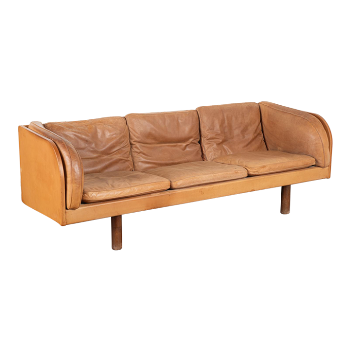 mid century modern three seat sofa with curved arms denmark circa 1960 0174