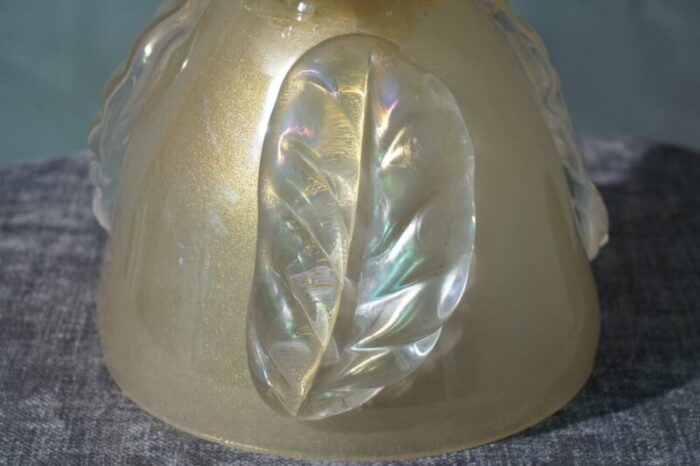 mid century murano glass gold color table lamp 1970s 2