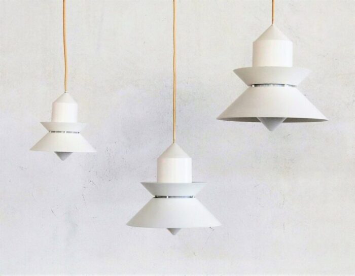 mid century nordic style metal and glass pendant lamp from glashuette limburg 1980s 13