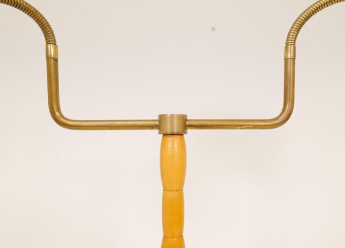 mid century organic floor lamp in birch and brass sweden 1950s 3