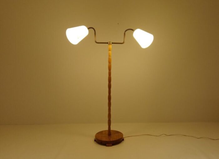 mid century organic floor lamp in birch and brass sweden 1950s 4