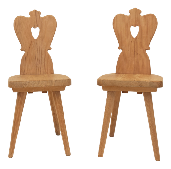 mid century pine alpine chairs 1950s set of 2 1112