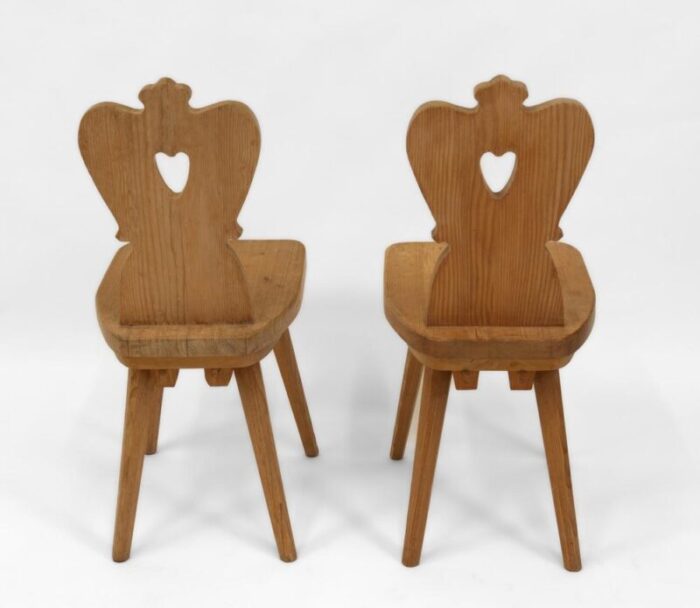 mid century pine alpine chairs 1950s set of 2 2364