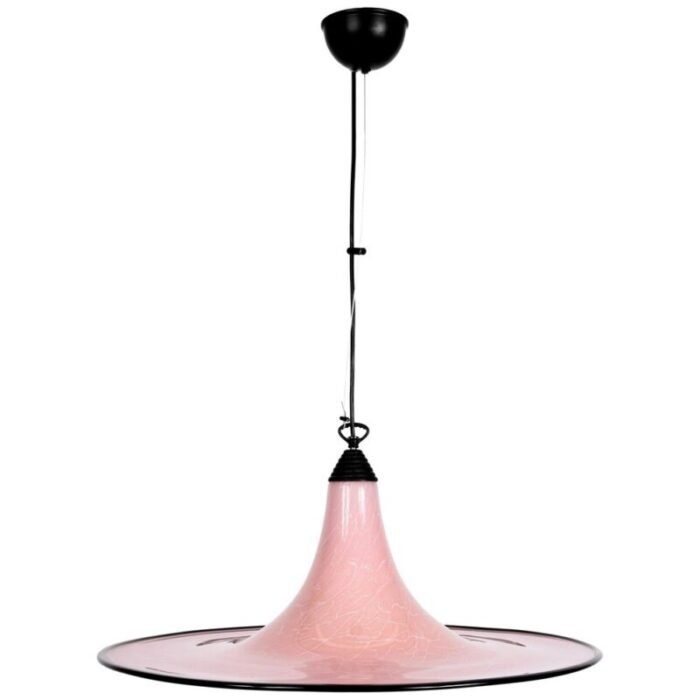 mid century pink and black murano glass pendant light from seguso 1970s 1