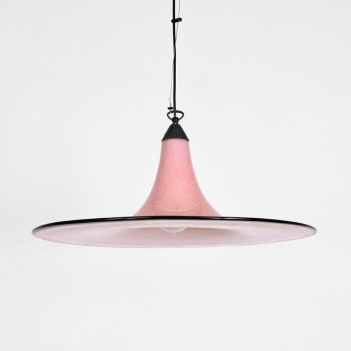 mid century pink and black murano glass pendant light from seguso 1970s 10