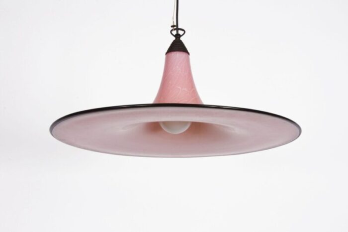 mid century pink and black murano glass pendant light from seguso 1970s 11