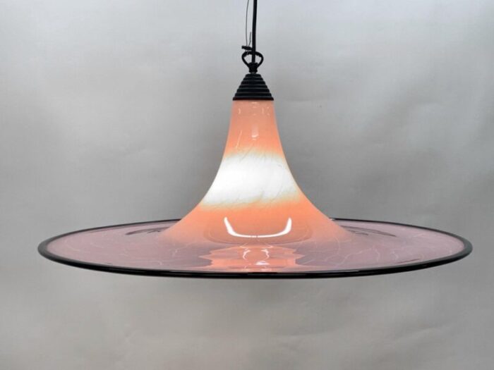 mid century pink and black murano glass pendant light from seguso 1970s 12