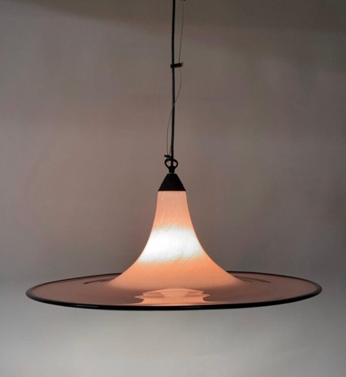 mid century pink and black murano glass pendant light from seguso 1970s 14