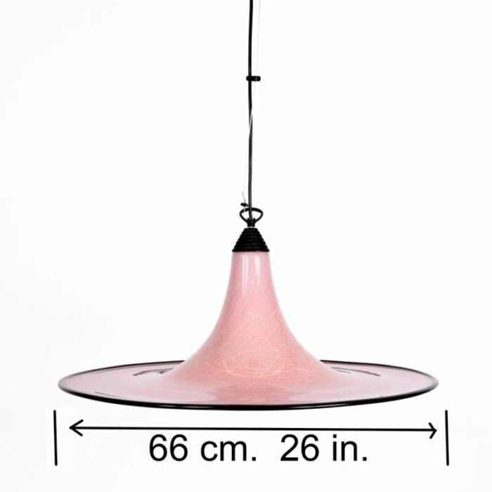 mid century pink and black murano glass pendant light from seguso 1970s 2