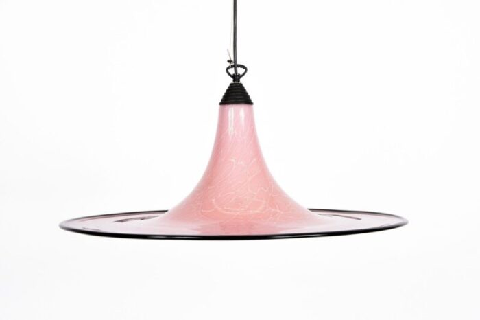 mid century pink and black murano glass pendant light from seguso 1970s 3