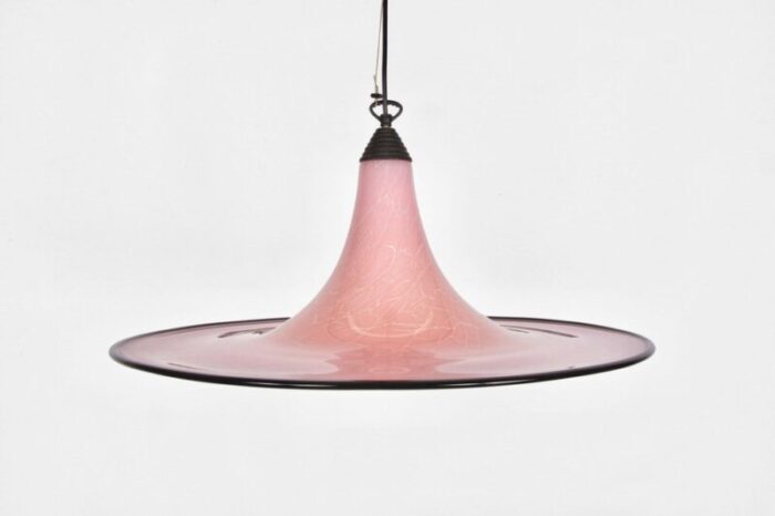 mid century pink and black murano glass pendant light from seguso 1970s 4