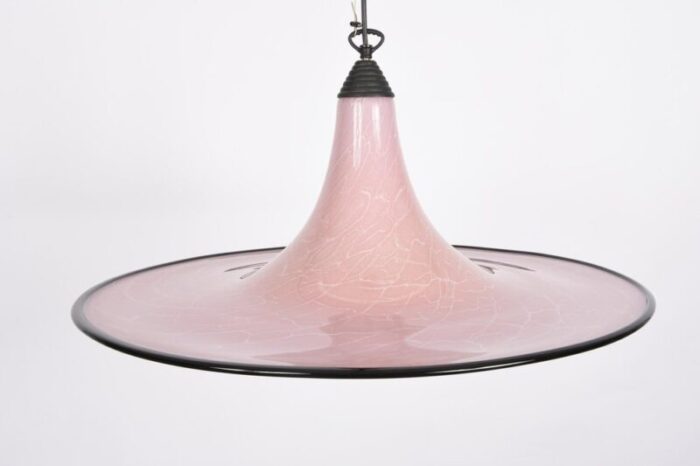 mid century pink and black murano glass pendant light from seguso 1970s 5