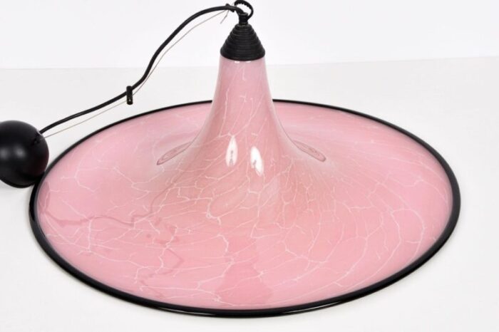 mid century pink and black murano glass pendant light from seguso 1970s 6