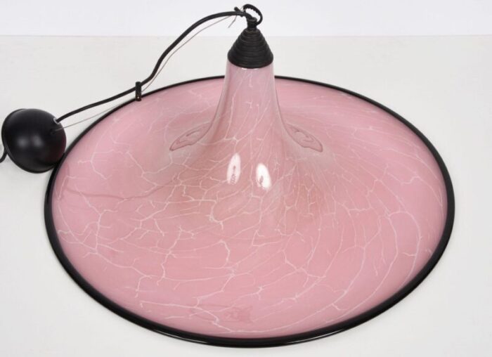 mid century pink and black murano glass pendant light from seguso 1970s 7