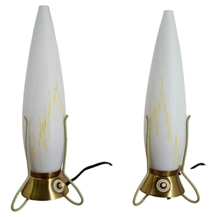 mid century rockets table lamps 1960s set of 2 1