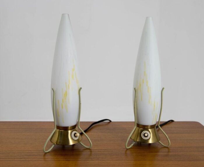 mid century rockets table lamps 1960s set of 2 2