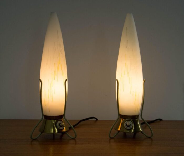 mid century rockets table lamps 1960s set of 2 3